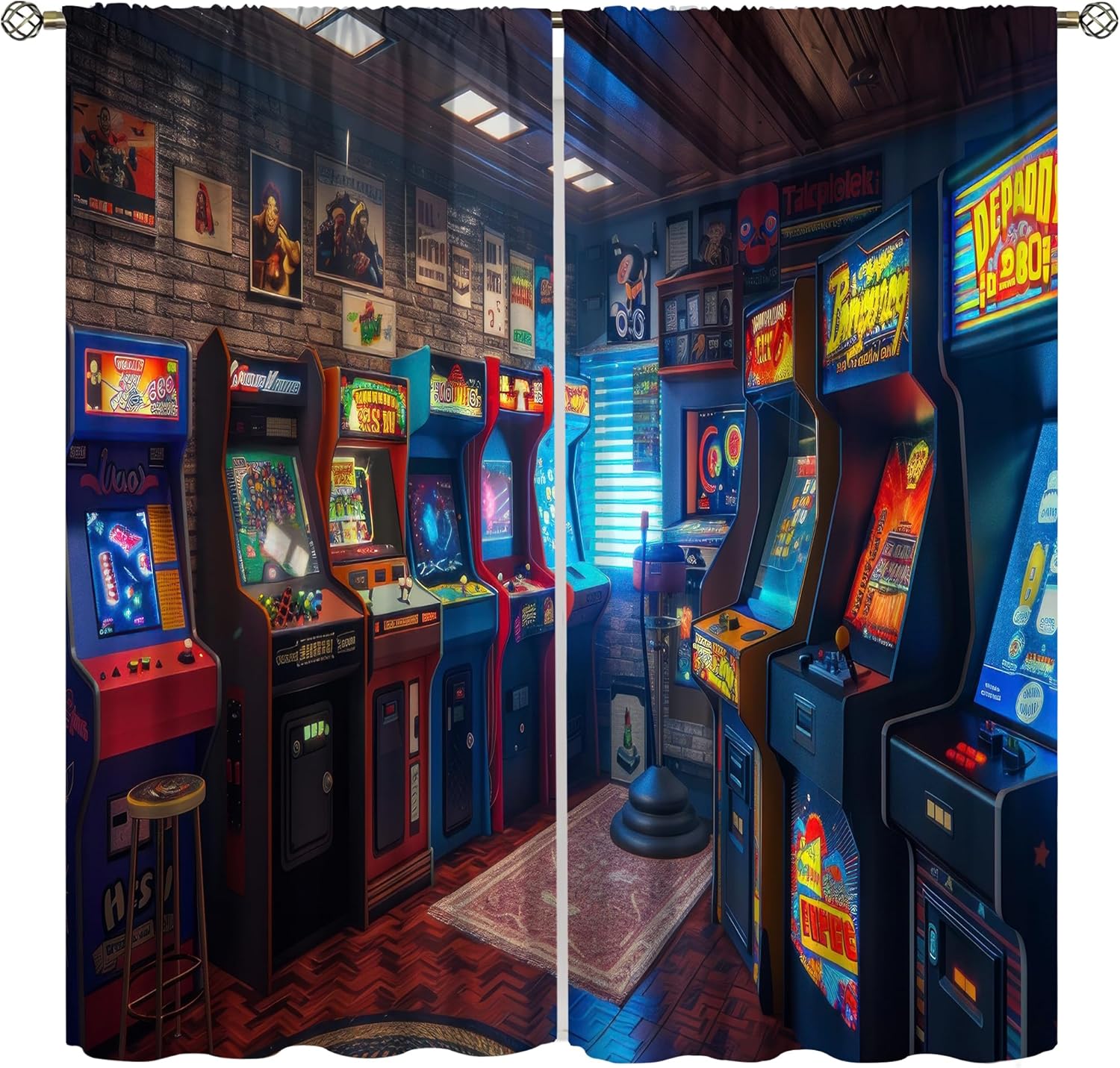 90s Arcade Blackout Curtains G - Retro Gaming Youtube avaliação e preço