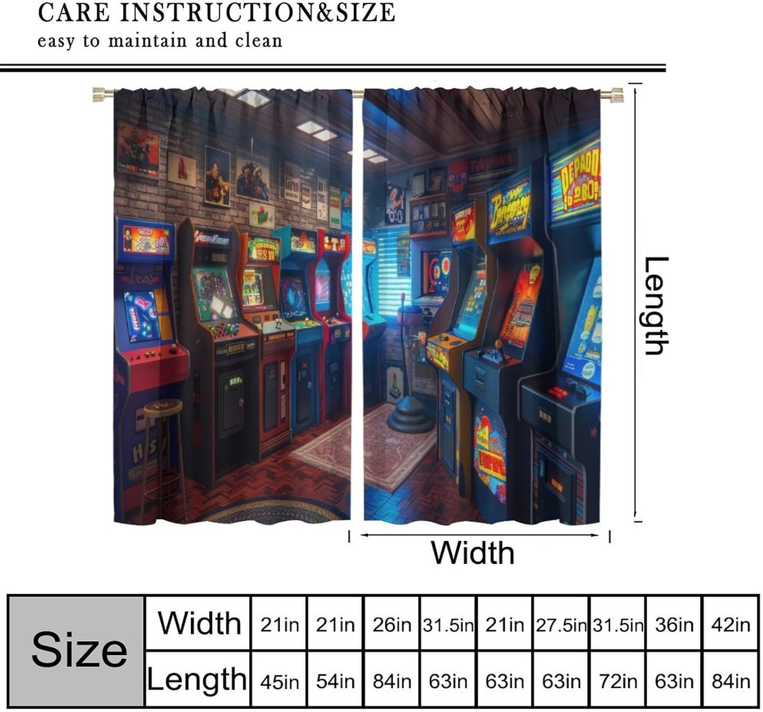 90s Arcade Blackout Curtains G - Retro Gaming Youtube avaliação e preço