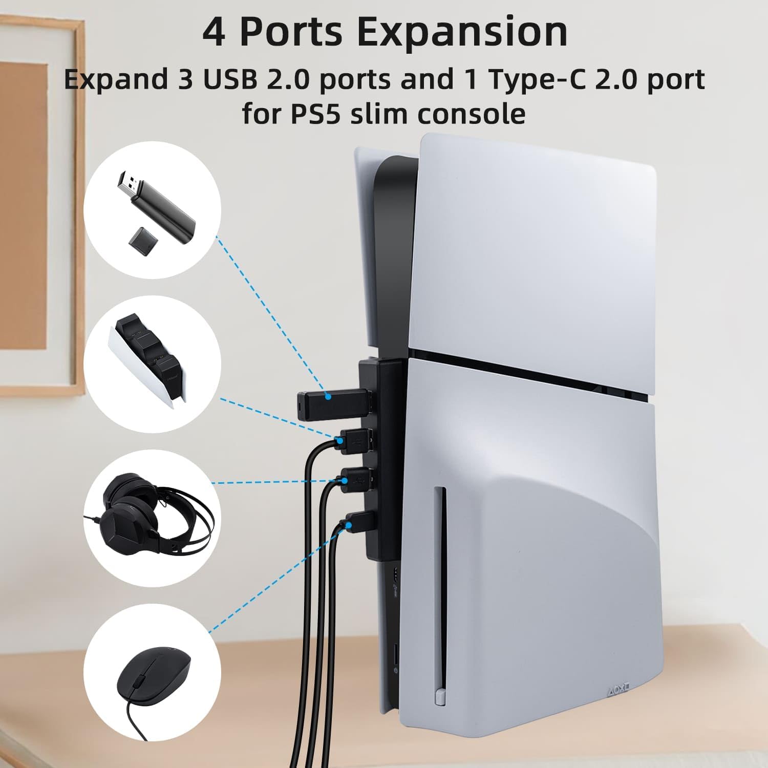 4 Ports USB Hub for PS5 Slim D - Controller Adapter Usb avaliação e preço