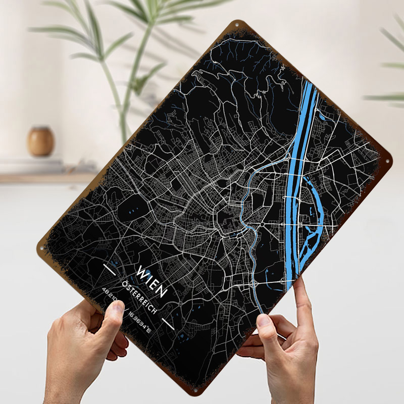 Vienna Night Map Printed Poste - Retro Gaming Vienna avaliação e preço