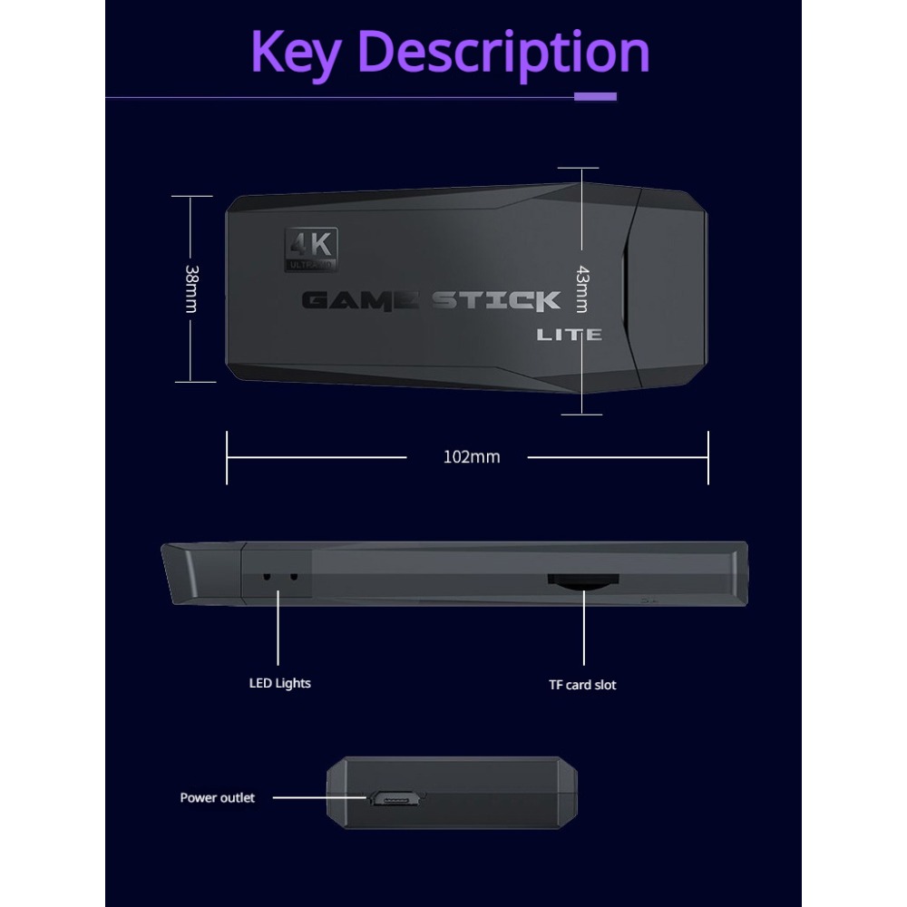 Portable 4K Retro Game Stick C - Retro Gaming Com avaliação e preço