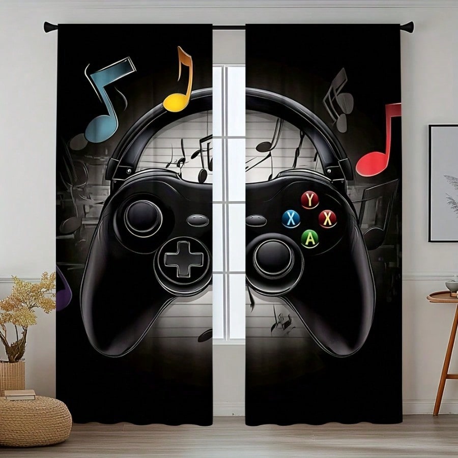 2pcs Retro Gaming Room Curtain - Retro Gaming Youtube avaliação e preço