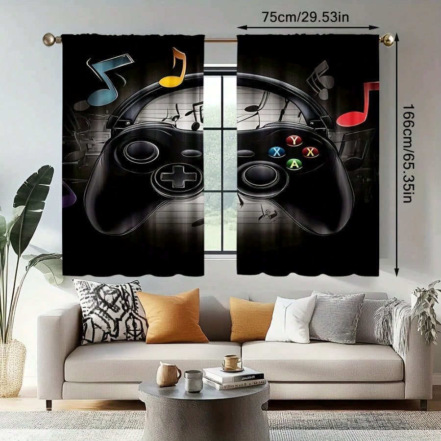 2pcs Retro Gaming Room Curtain - Retro Gaming Youtube avaliação e preço